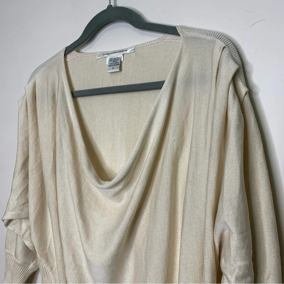 90s Diane Von Furstenberg Silk Blend Lightweight Knit Neutral Top Size Small - Picture 4 of 16